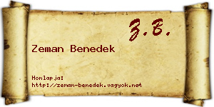 Zeman Benedek névjegykártya